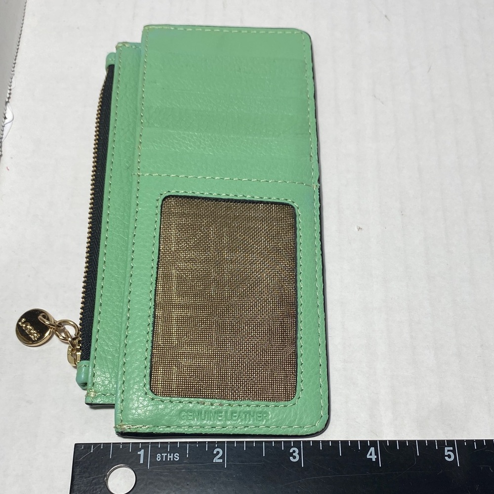 Lodis Mint Green Genuine Leather Card Wallet with Zip Pocket - Picture 11 of 12